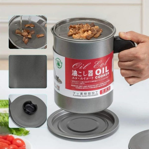 1.4L Stainless Steel Oil Filter Pot – Perfect for Ramadan Cooking