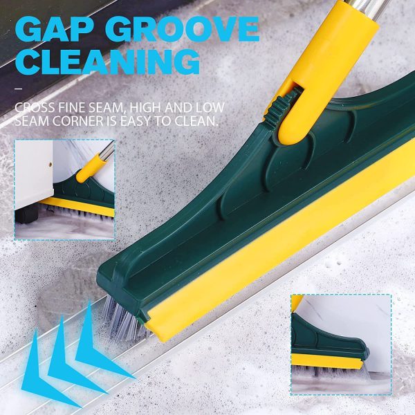 2 in 1 Japanese Quality Floor Tile & Washroom Scrub Cleaning Brush With Long Handle 120° Rotate Wiper