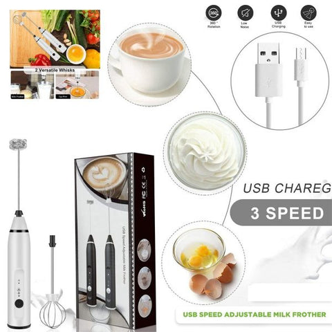 Handheld Electric Milk Frothier Whisk Egg Beater U.S.B Rechargeable Coffee Blender Mixer Former Food Blender.